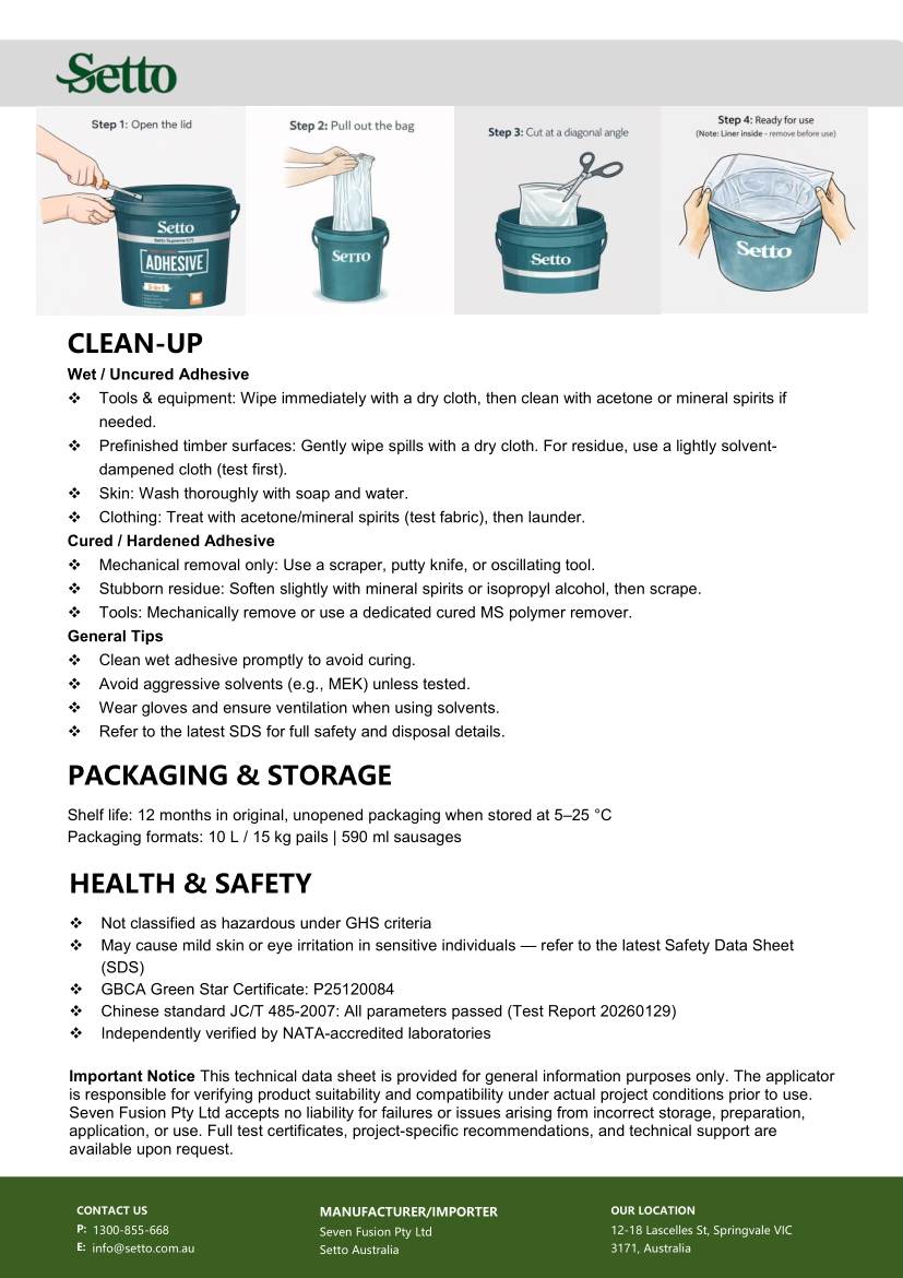 Clean-up packaging storage and safety preview