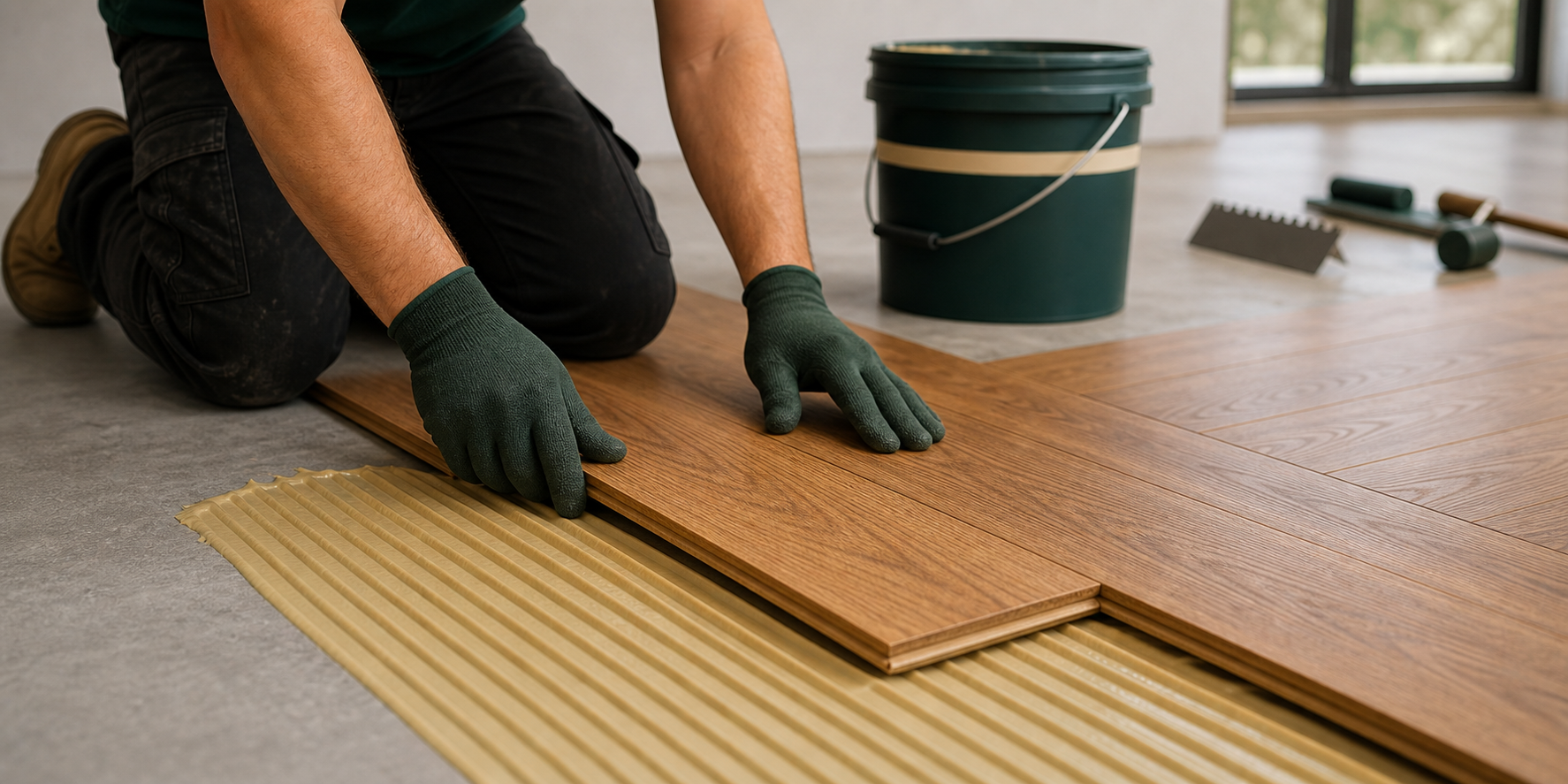 Checking adhesive transfer beneath timber flooring