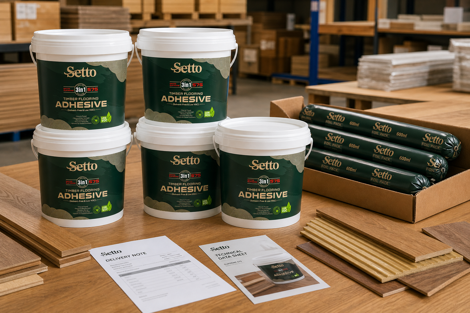 SETTO Supreme S75 commercial flooring adhesive supply and logistics