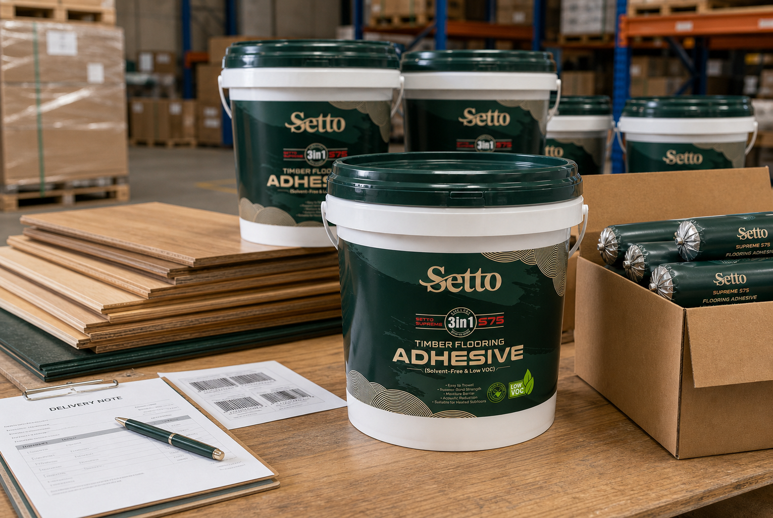SETTO Supreme S75 commercial flooring adhesive supply and logistics